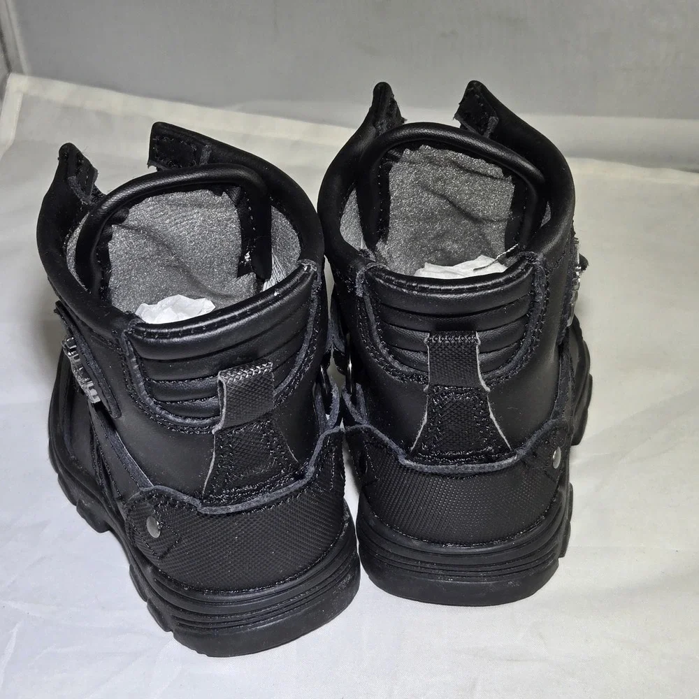 Polo Ralph Lauren Conquered Hi Boot Youth Size 4 Black Leather Zip Up